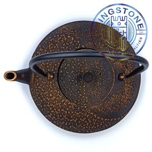 Ceainic Fontă Japonez Sakura Tetsukyusu Negru-Auriu 1.1 L – Tradiție și Eleganță Niponă