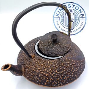Ceainic Fontă Japonez Sakura Tetsukyusu Negru-Auriu 1.1 L – Tradiție și Eleganță Niponă