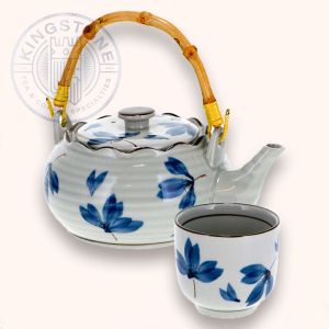 Set portelan japonez pentru ceai HANAKO, ceainic si 4 cupe pictate manual