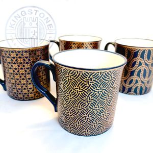 Imperial Golden Pattern – Cană portelan cu motive aurii pe fundal albastru, 320 ml