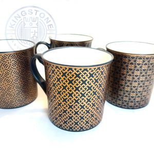 Imperial Golden Pattern – Cană portelan cu motive aurii pe fundal albastru, 320 ml