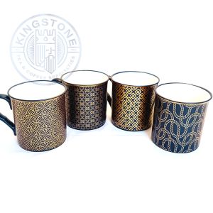 Imperial Golden Pattern – Cană portelan cu motive aurii pe fundal albastru, 320 ml