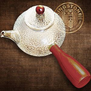 Kyusu japonez din sticlă termorezistentă cu mâner lateral – Oriental Hammered Glass 300 ml
