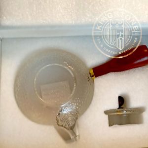 Kyusu japonez din sticlă termorezistentă cu mâner lateral – Oriental Hammered Glass 300 ml