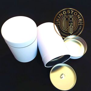 Cutie metalică albă cu dublă închidere – 150g – Păstrarea ceaiului și cafelei