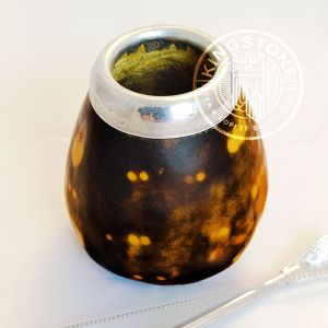 Calebasse Natur – Recipient Tradițional din Dovleac pentru Yerba Mate, cu Margine din Alpaca