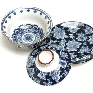 Gaiwan AHRI – Porțelan Floral Albastru 120 ml