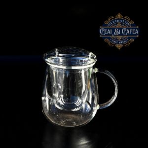 Cana cu sita si capac, de sticla termorezistenta KAN DAO CHA - 350ml