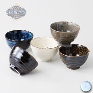 Goshiki Wan Set 5 Boluri Japoneze din Ceramică Artizanală, 9 cm