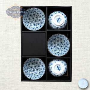 Sachiko Set 5 Cupe Japoneze din Porțelan Fin cu Model Asanoha