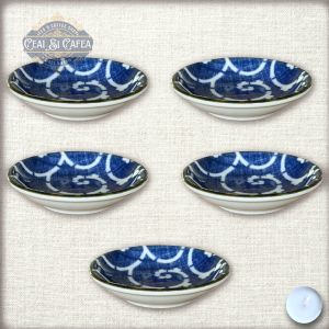 Tako Indigo Farfurioară Japoneză din Porțelan, Decor Indigo cu Tentacule și Valuri, 9 cm