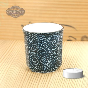 Tako Indigo Guinomi Cupă Japoneză din Porțelan Artizanal cu Decor Indigo Inspirat de Ocean 