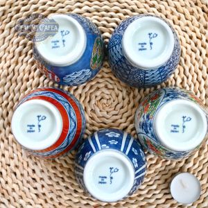 Wagara Guinomi Set 5 Cupe Japoneze din Porțelan Fin cu Modele Wagara