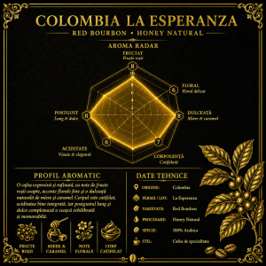 Grafic aroma cafeaua Columbia La Esperanza – Red Bourbon Honey Natural