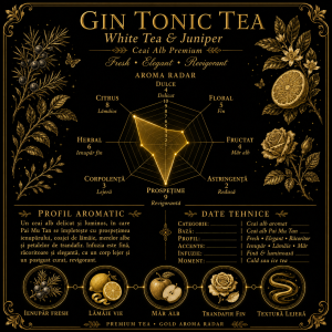ceai gin tonic white tea and juniper ceai alb cu ienupar lamaie si trandafiri grafic aroma