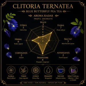 grafic aroma Ceai Albastru Clitoria Ternatea – Blue Butterfly Pea Tea